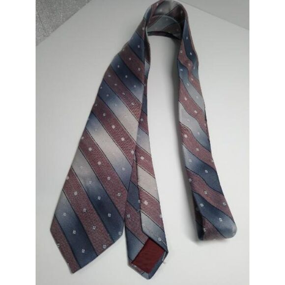 Botany 500 Blue, Brown, Gray, Black Ombre Effect Striped Necktie Woven Tie - Picture 2 of 5